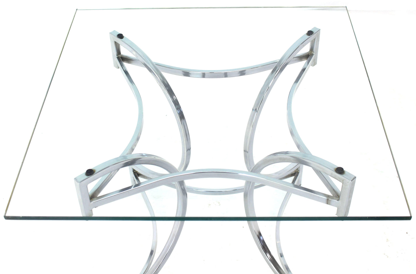 Square Glass Top Figural Chrome Base Side Centre Table