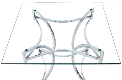 Square Glass Top Figural Chrome Base Side Centre Table