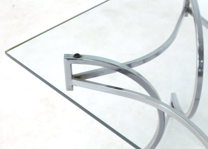 Square Glass Top Figural Chrome Base Side Centre Table