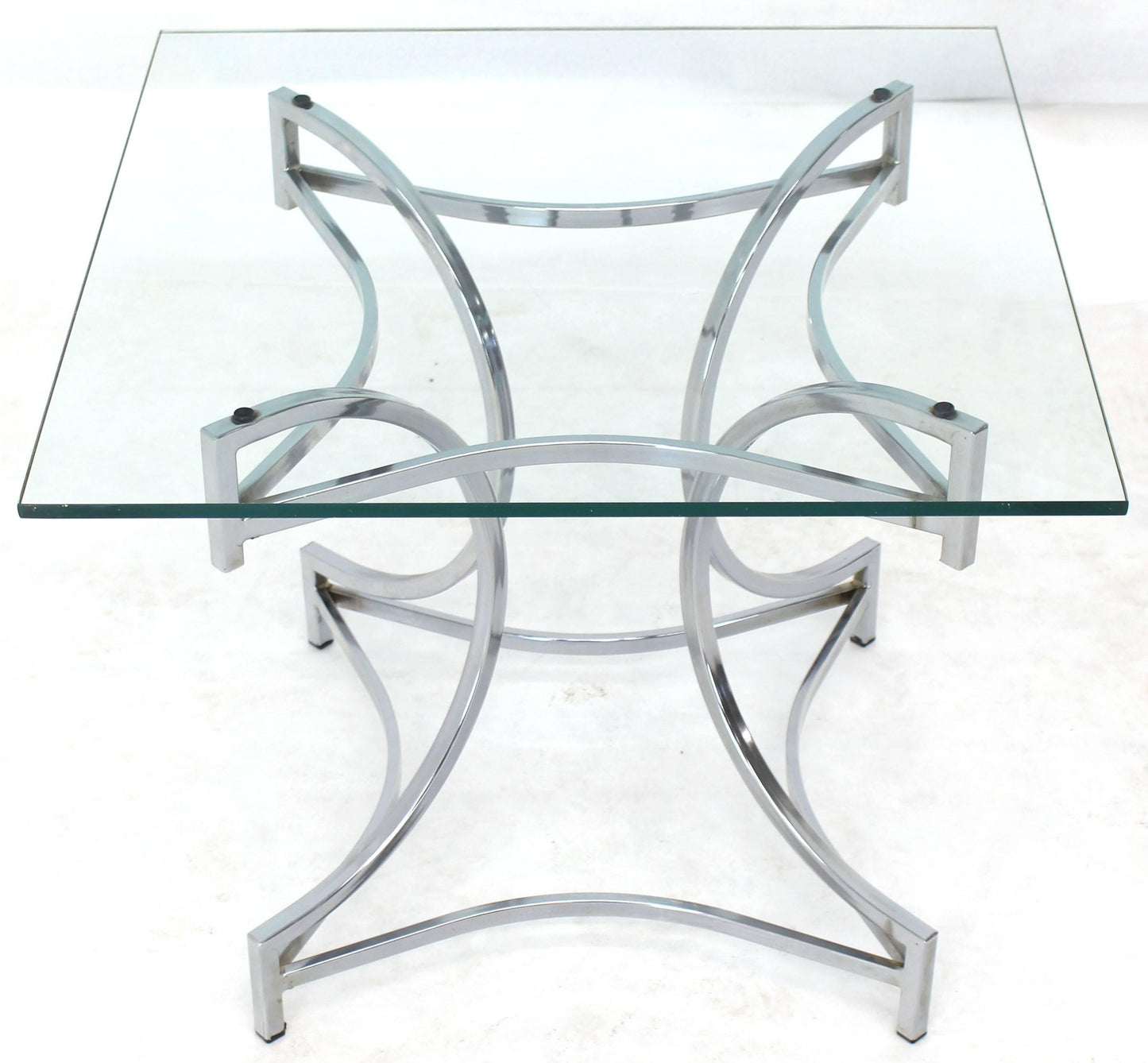 Square Glass Top Figural Chrome Base Side Centre Table