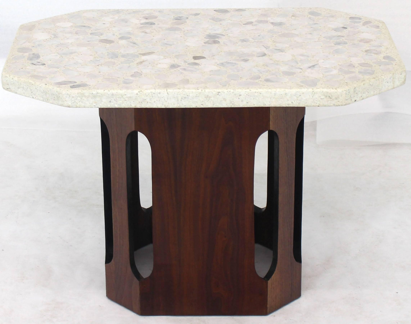 Oiled Walnut Base Terrazzo Top Side Table