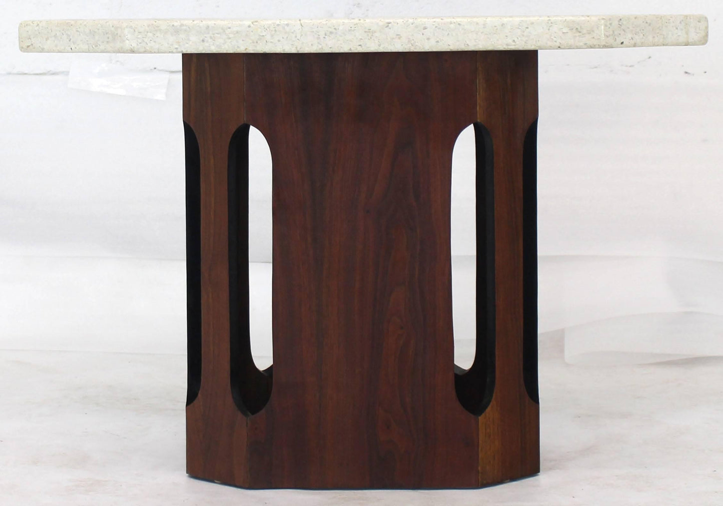 Oiled Walnut Base Terrazzo Top Side Table