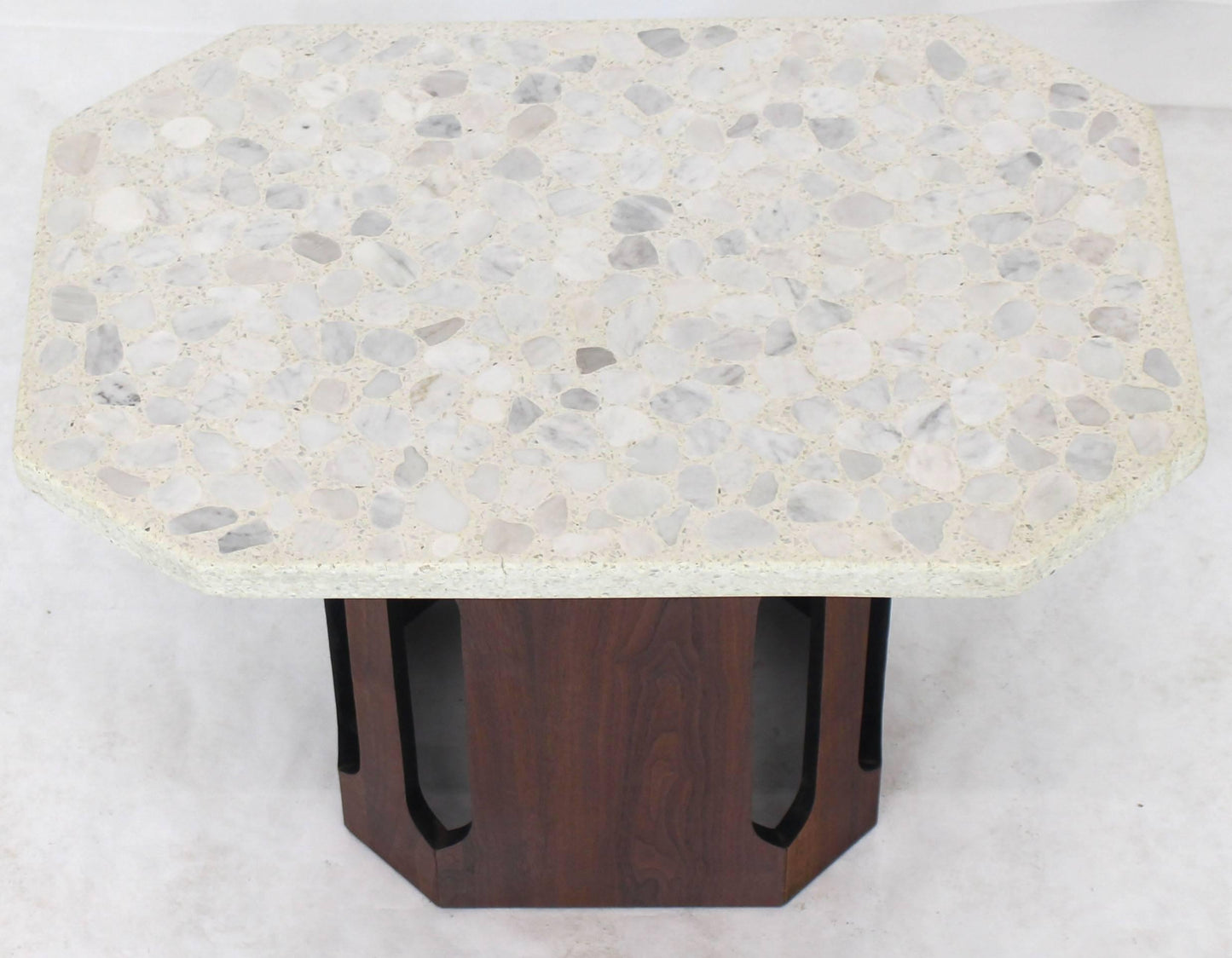 Oiled Walnut Base Terrazzo Top Side Table