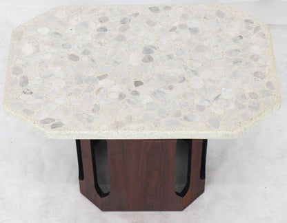 Oiled Walnut Base Terrazzo Top Side Table