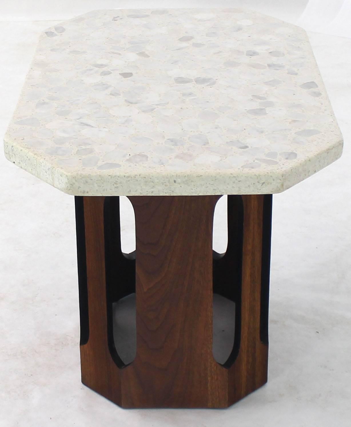 Oiled Walnut Base Terrazzo Top Side Table