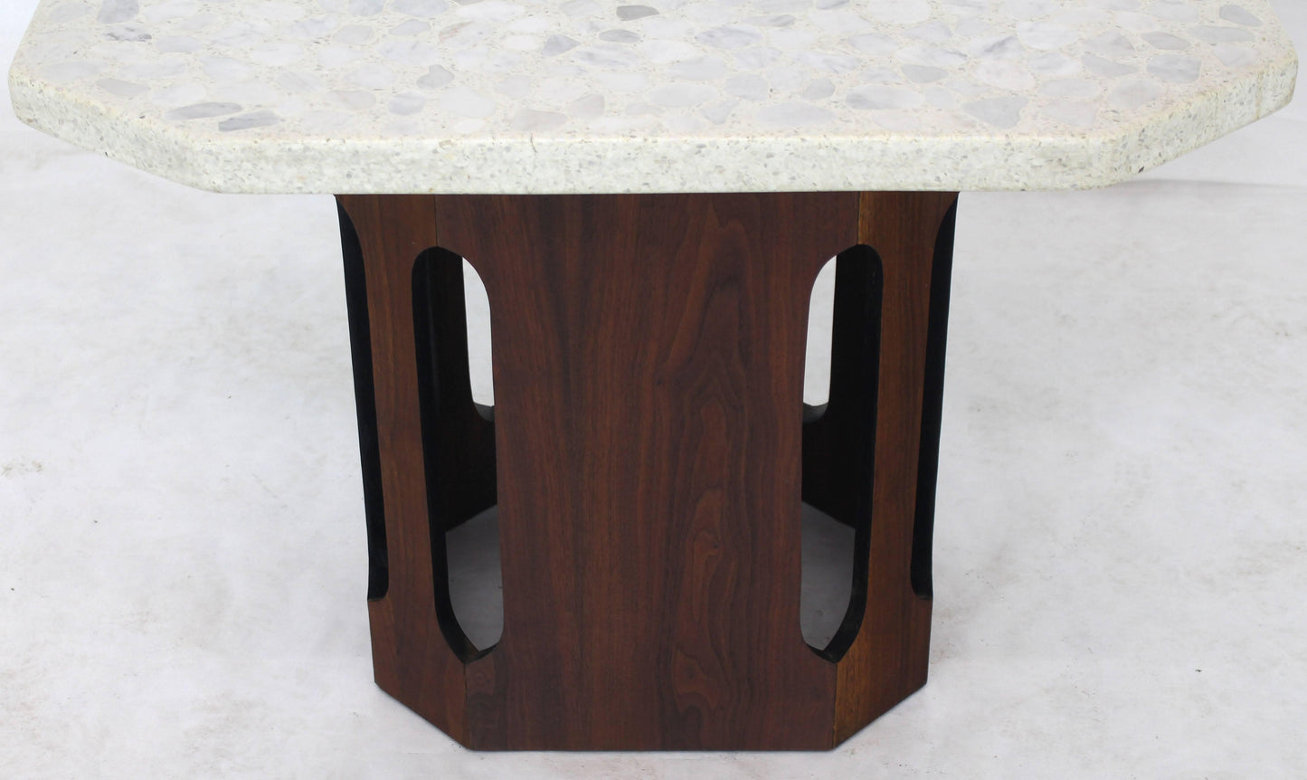 Oiled Walnut Base Terrazzo Top Side Table