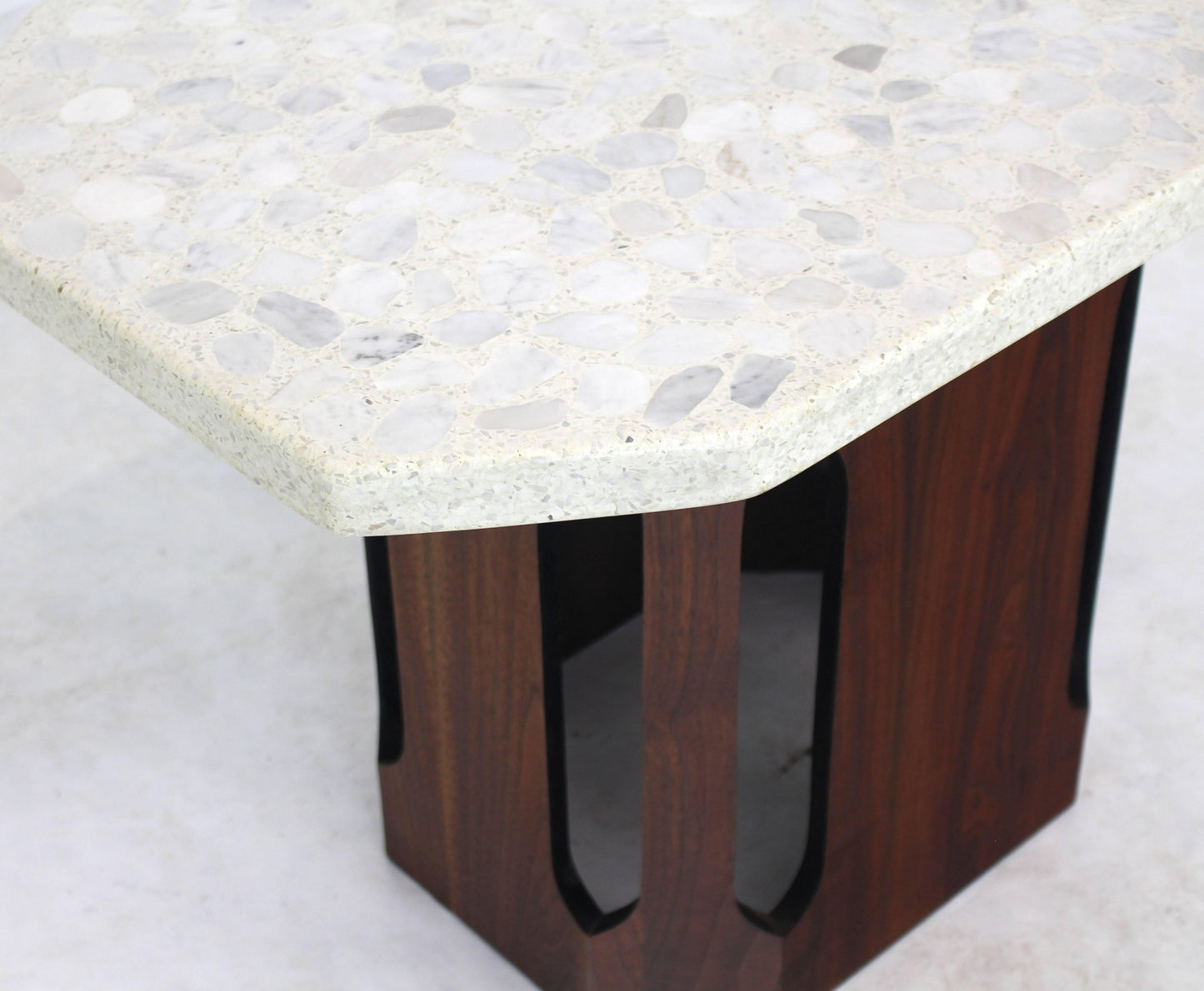 Oiled Walnut Base Terrazzo Top Side Table