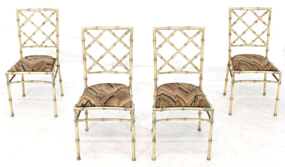 Set of Four Solid Cast Aluminium Faux Bamboo Dining Chairs