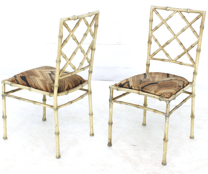 Set of Four Solid Cast Aluminium Faux Bamboo Dining Chairs