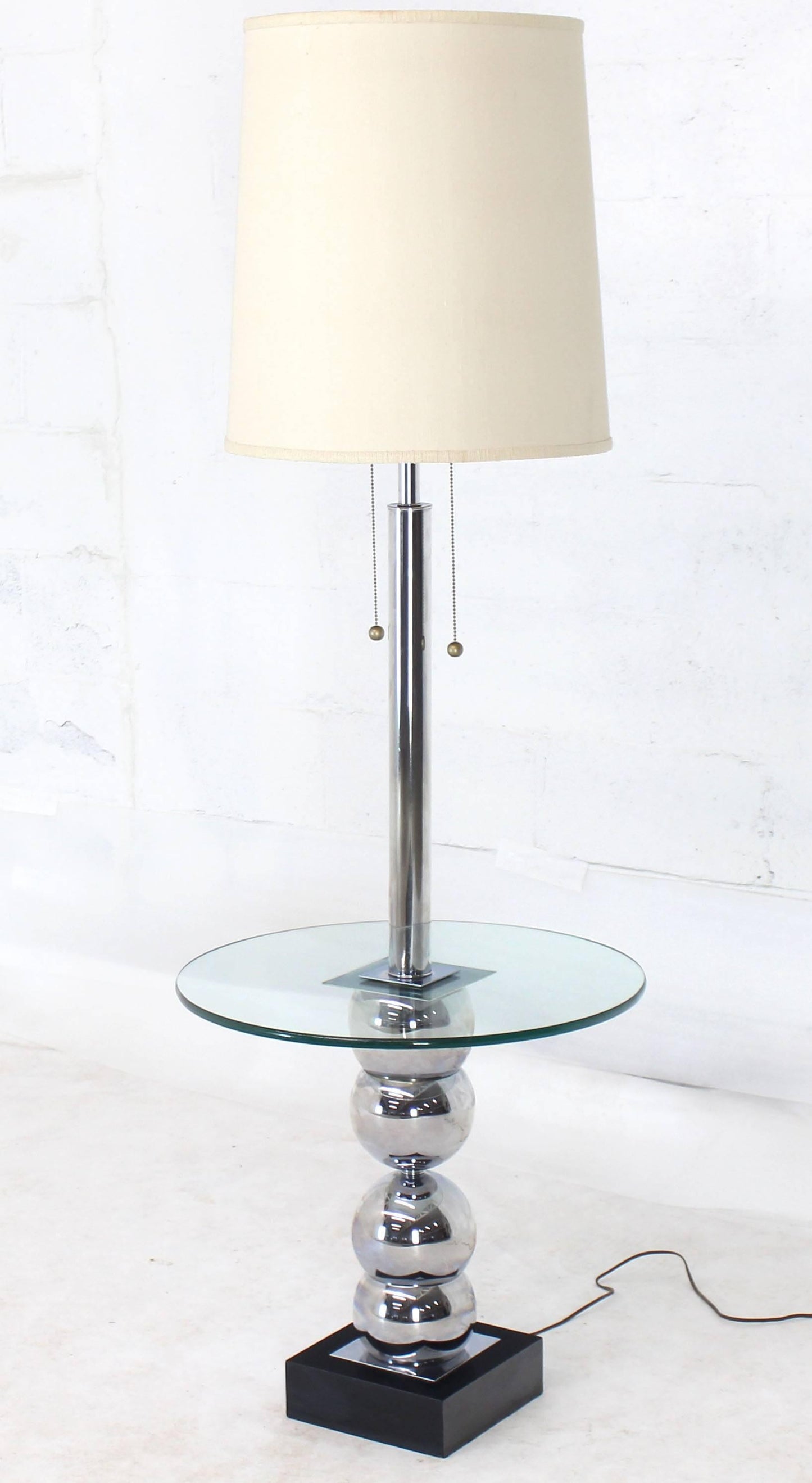 Stacked Chrome Globes Base Glass Side Table Floor Lamp