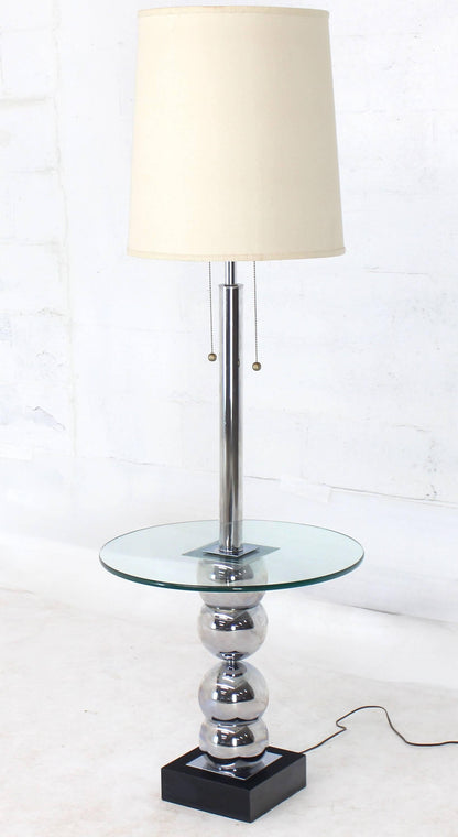 Stacked Chrome Globes Base Glass Side Table Floor Lamp