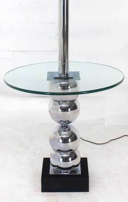 Stacked Chrome Globes Base Glass Side Table Floor Lamp