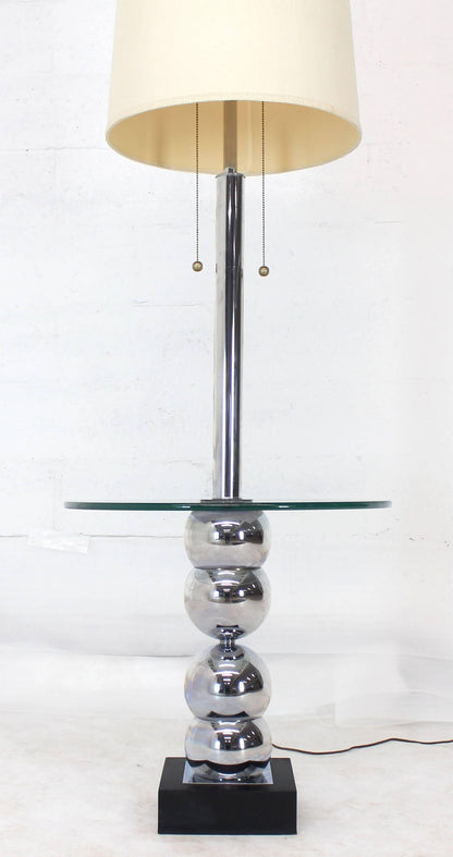 Stacked Chrome Globes Base Glass Side Table Floor Lamp