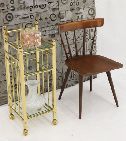 Mid-Century Modern Brass and Glass Square Stand Table Cart Pedestal on Wheels