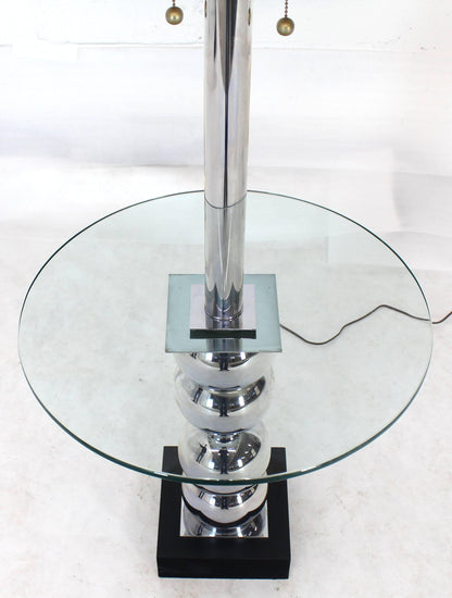 Stacked Chrome Globes Base Glass Side Table Floor Lamp