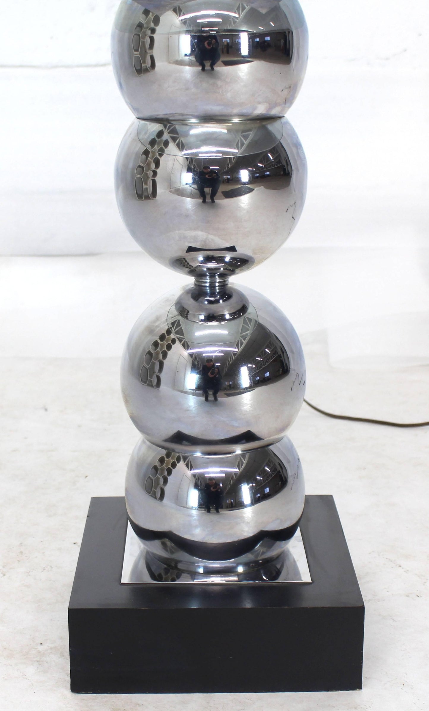 Stacked Chrome Globes Base Glass Side Table Floor Lamp