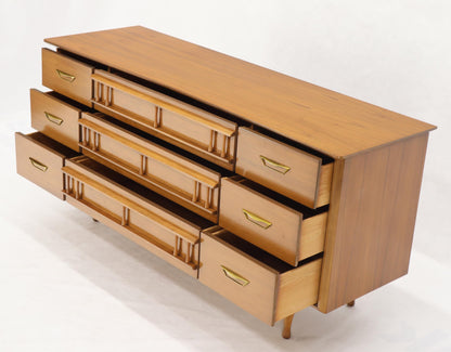 Mid-Century Modern Light American Walnut 9 Drawers Dresser