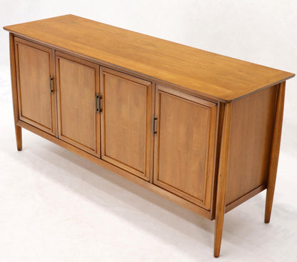 Mid-Century Modern Light American Walnut 4 Doors Credenza Dresser Cabinet