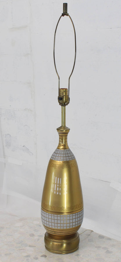 Gold Tone Glass Vase Shape Table Lamp