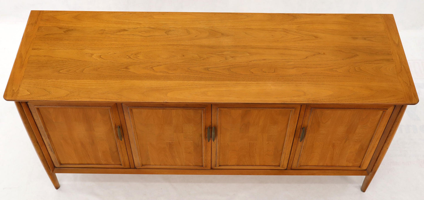 Mid-Century Modern Light American Walnut 4 Doors Credenza Dresser Cabinet