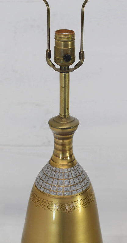 Gold Tone Glass Vase Shape Table Lamp