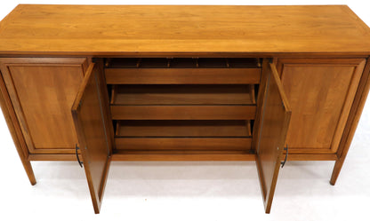 Mid-Century Modern Light American Walnut 4 Doors Credenza Dresser Cabinet