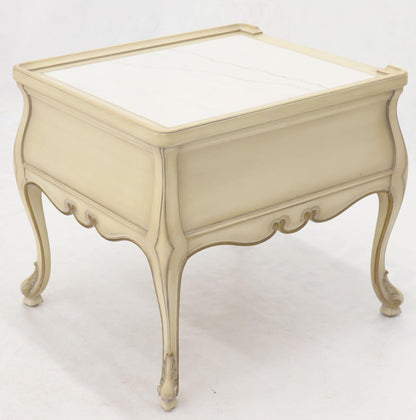 Pair of Country French Provincial End Side Tables Marble Tops