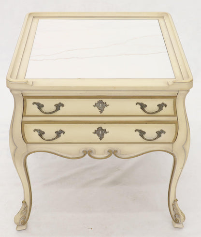 Pair of Country French Provincial End Side Tables Marble Tops