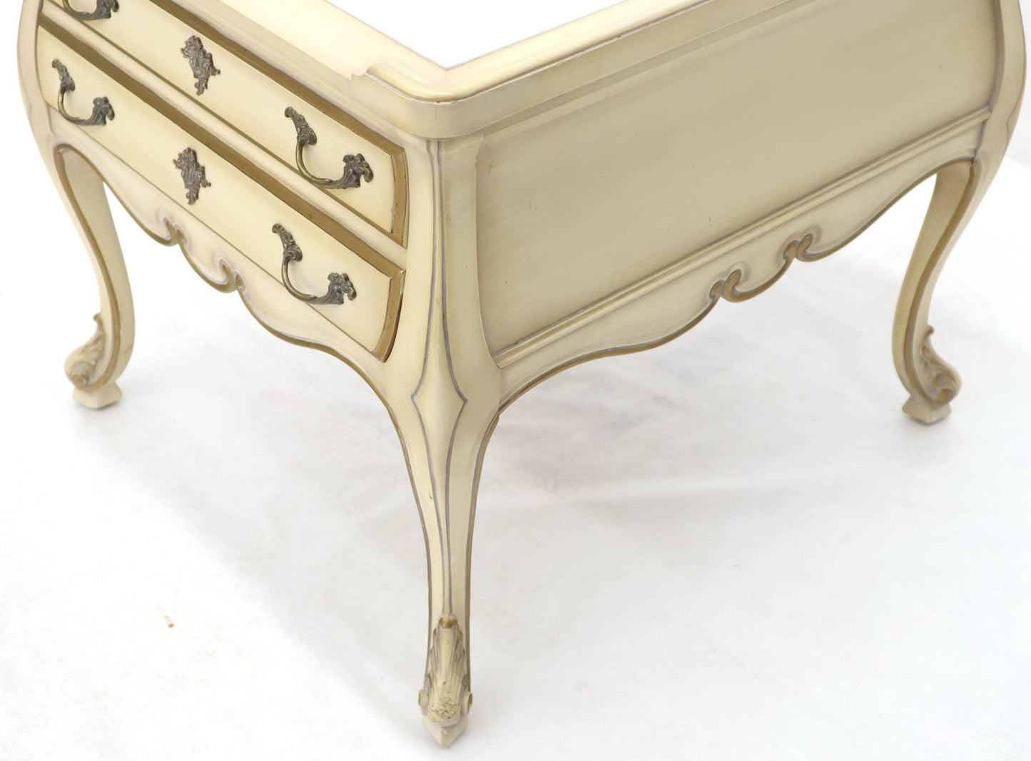 Pair of Country French Provincial End Side Tables Marble Tops