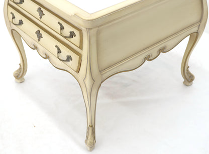 Pair of Country French Provincial End Side Tables Marble Tops