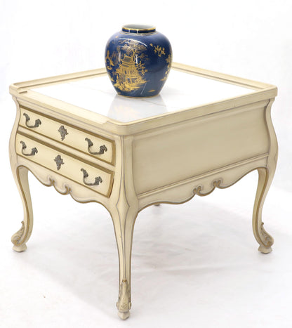 Pair of Country French Provincial End Side Tables Marble Tops