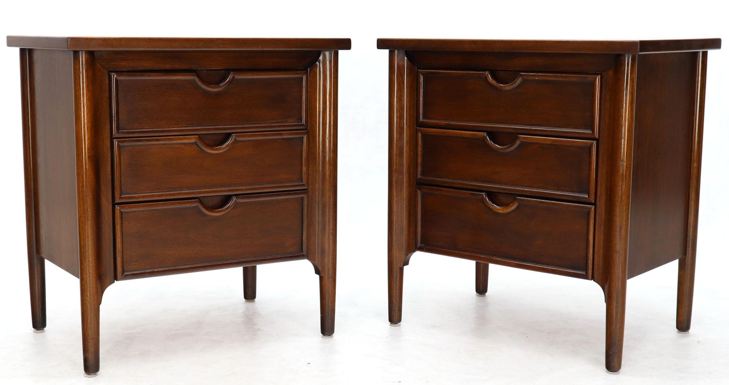 Pair of Exposed Sculptural Legs Three Drawers Nightstands End Tables Stands