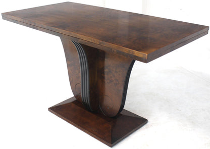 Flip-Top Burl Wood Dining Large Console Table Deco Figural Base