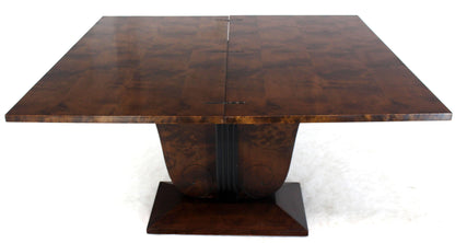 Flip-Top Burl Wood Dining Large Console Table Deco Figural Base