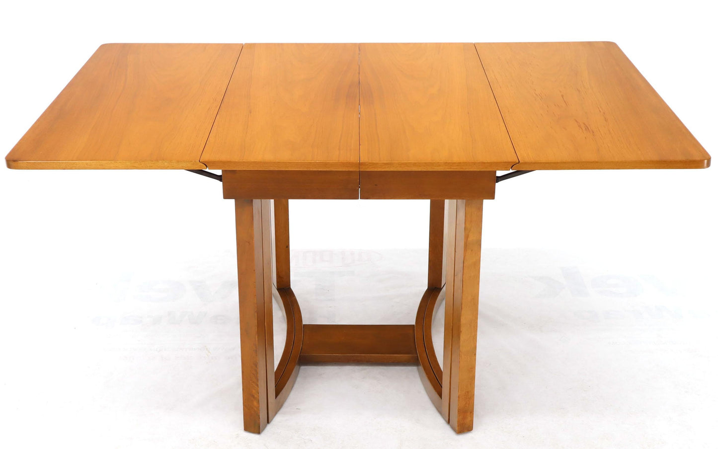 Midcentury Light Walnut Drop Leaf Expandable Dining Table, Three Leafs Boards