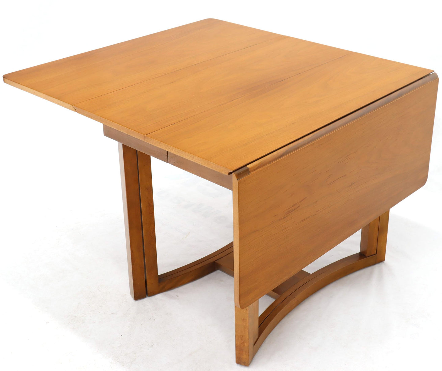 Midcentury Light Walnut Drop Leaf Expandable Dining Table, Three Leafs Boards