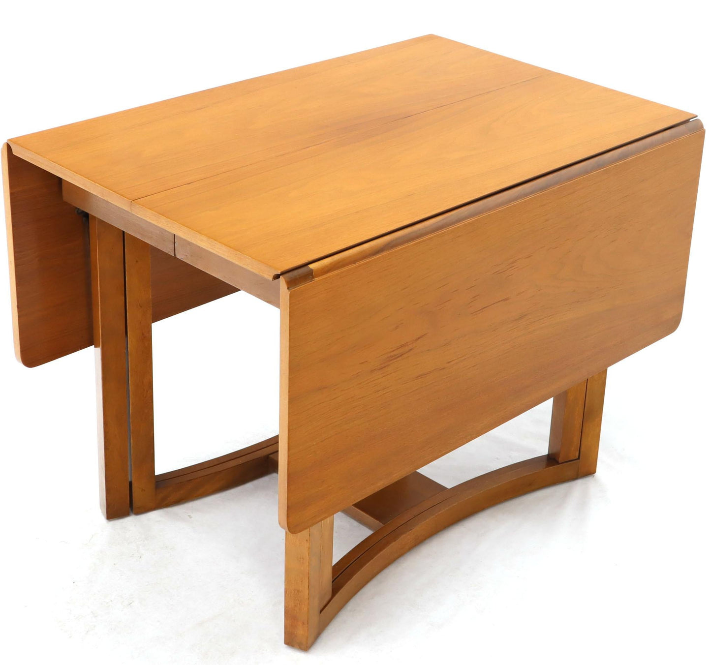 Midcentury Light Walnut Drop Leaf Expandable Dining Table, Three Leafs Boards