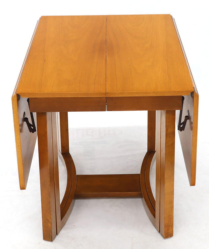 Midcentury Light Walnut Drop Leaf Expandable Dining Table, Three Leafs Boards