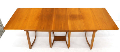 Midcentury Light Walnut Drop Leaf Expandable Dining Table, Three Leafs Boards