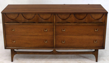 Walnut Sculpted Molded Plywood Drawers Dresser with Mirror