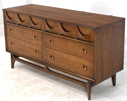 Walnut Sculpted Molded Plywood Drawers Dresser with Mirror