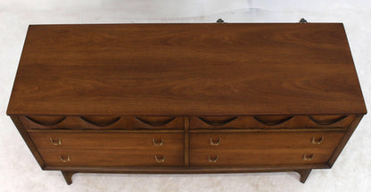 Walnut Sculpted Molded Plywood Drawers Dresser with Mirror