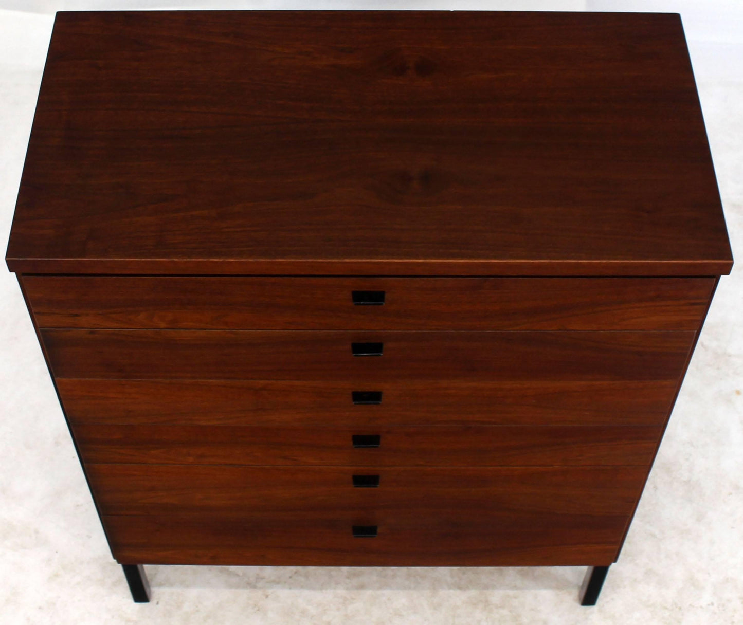 Oiled Walnut Bookmached Six Drawers High Chest Dresser on Bracket Legs