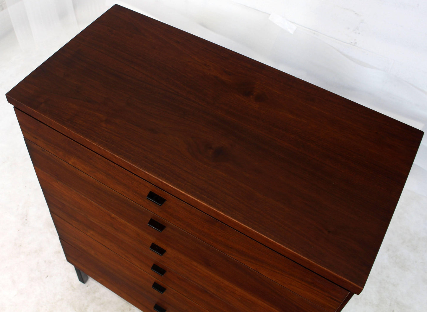 Oiled Walnut Bookmached Six Drawers High Chest Dresser on Bracket Legs