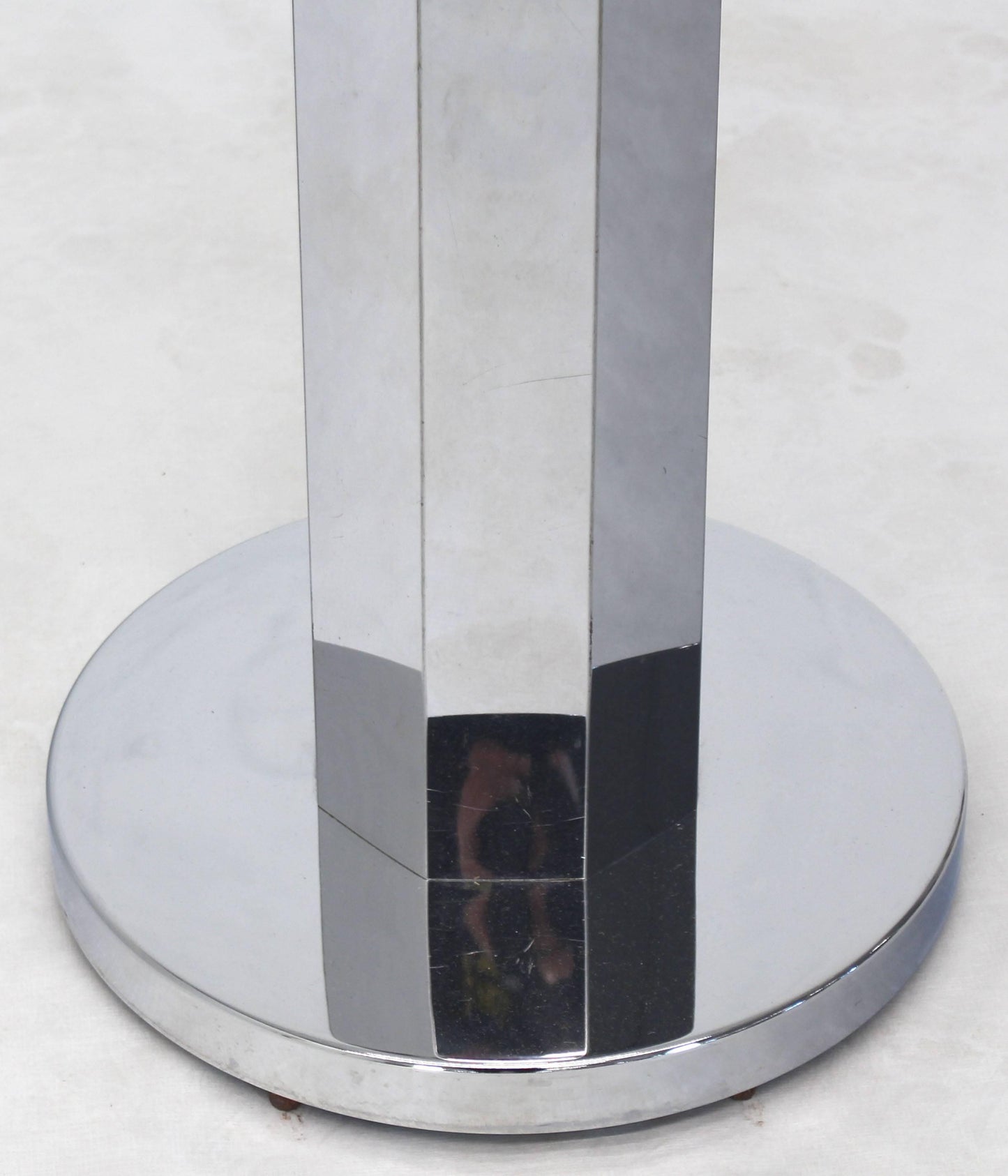 Chrome and Glass Floor Lamp Round Side Table