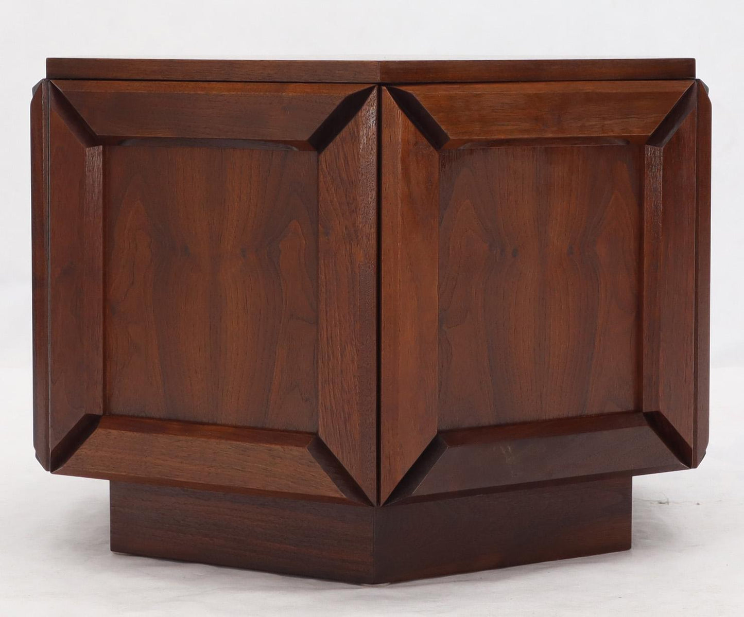 Solid Oiled Walnut Heavy Face Sides Hexagon Shape Side Center Occasional Table