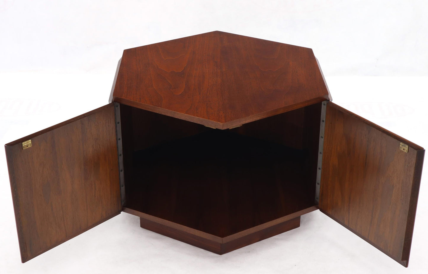 Solid Oiled Walnut Heavy Face Sides Hexagon Shape Side Center Occasional Table