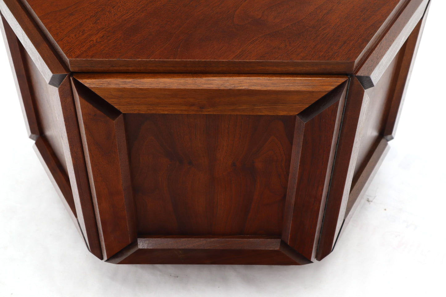 Solid Oiled Walnut Heavy Face Sides Hexagon Shape Side Center Occasional Table