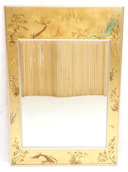 La Barge Reverse Painted Gold Leaf Rectangular Frame Decorative Mirror