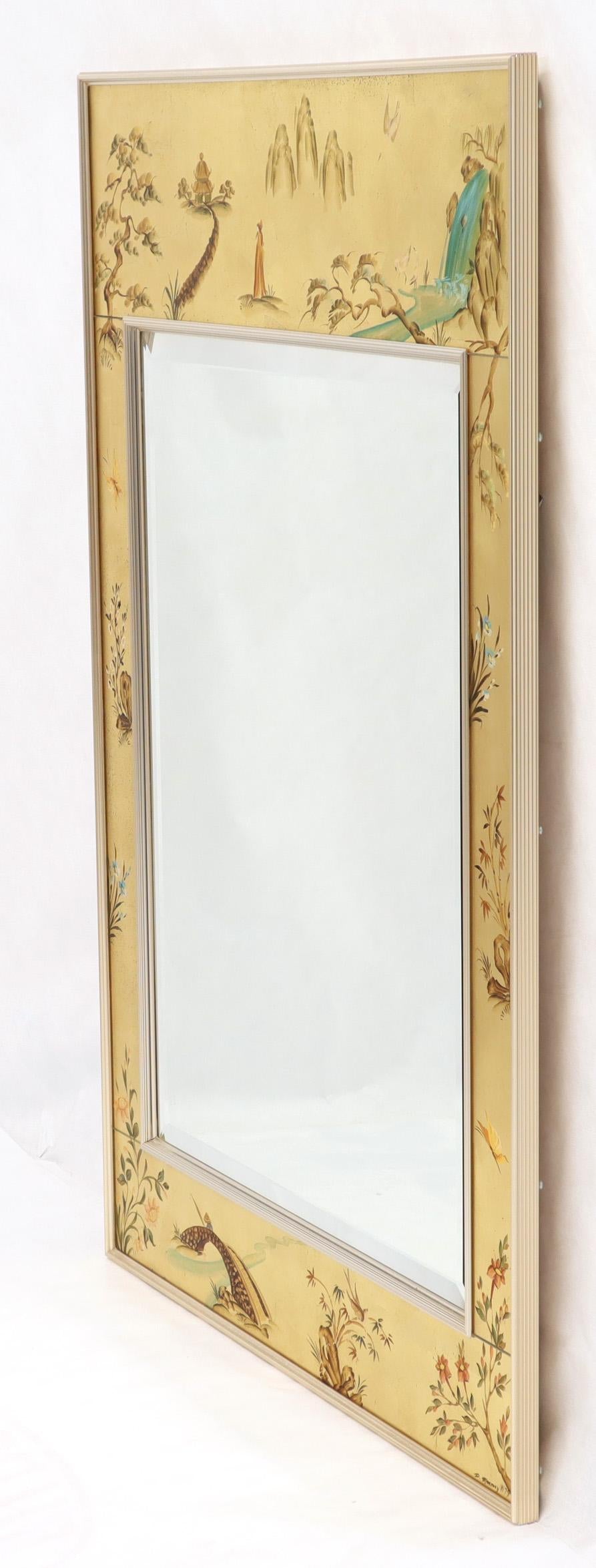 La Barge Reverse Painted Gold Leaf Rectangular Frame Decorative Mirror